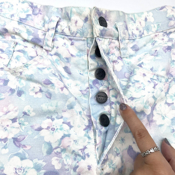 Breaker Jeans True Vintage 80s Pastel Floral Denim Shorts Fairykei | Size S - Picture 3 of 9